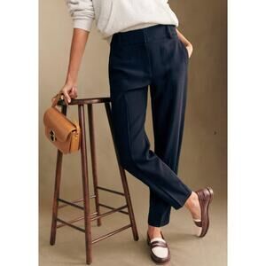 Sezane Navy Straight Leg Pants